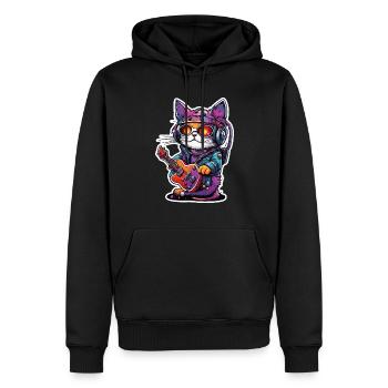 Cool Cat / Funny / Animal / Pet / Crazy - Men’s Premium Organic Hoodie - black - Front - Nico (187cm)