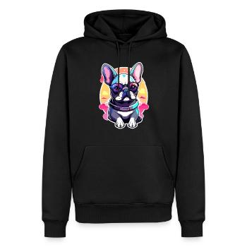 Französische Bulldogge Hund Illustration - Männer Premium Bio Hoodie - Schwarz - Vorne - Nico (187cm)