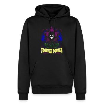 Flower Power Illustration Fett Blau Lila Mutant - Männer Premium Bio Hoodie - Schwarz - Vorne - Nico (187cm)