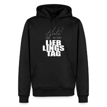 Aujourd’hui est mon jour préféré Cœur - Sweat à capuche Premium bio Homme - noir - Devant - Nico (187cm)
