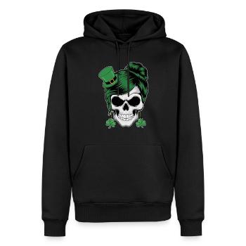 St. Patrick's Day Totenschädel mit grünen Haaren - Männer Premium Bio Hoodie - Schwarz - Vorne - Nico (187cm)