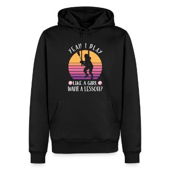 Lacrosse Sport | Spieler Team Trainer Geschenkidee - Männer Premium Bio Hoodie - Schwarz - Vorne - Nico (187cm)