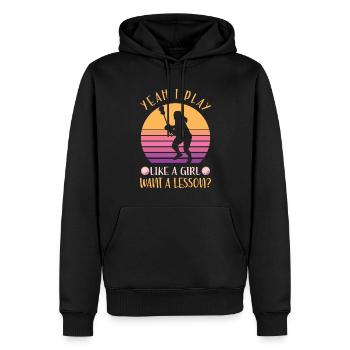 Lacrosse Spieler - Männer Premium Bio Hoodie - Schwarz - Vorne - Nico (187cm)