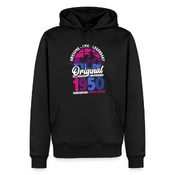 Anniversaire des années 1950 né dans les années 1950 rétro Vintage - Sweat à capuche Premium bio Homme - noir - Devant - Nico (187cm)