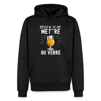 Verre Bière Détente Cadeau Apéritif Citation Apéro - Sweat à capuche Premium bio Homme - noir - Devant - Nico (187cm)