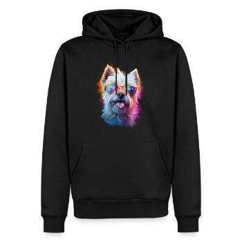 Yorkshire Terrier Hund mit Brille - Männer Premium Bio Hoodie - Schwarz - Vorne - Nico (187cm)