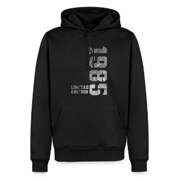 1985 Vintage Edition Limitée - Sweat à capuche Premium bio Homme - noir - Devant - Nico (187cm)