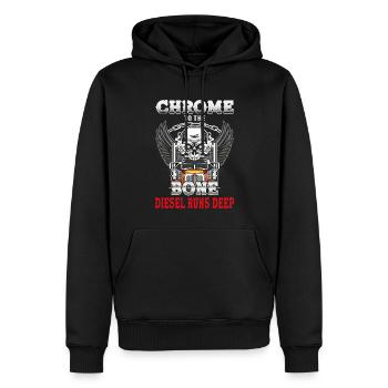 Chrome to the bone diesel runs deep - Sweat à capuche Premium bio Homme - noir - Devant - Nico (187cm)