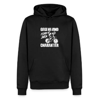 Gegenwind Formt Den Charakter Rennradfahrer Fahrra - Männer Premium Bio Hoodie - Schwarz - Vorne - Nico (187cm)