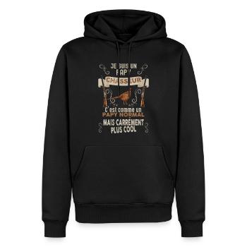 Papy chasseurs de gibier humour chasse - Sweat à capuche Premium bio Homme - noir - Devant - Nico (187cm)