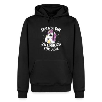 Sorry Ich Bin Zu Einhorn Für Dich Regenbogen Glitz - Männer Premium Bio Hoodie - Schwarz - Vorne - Nico (187cm)