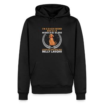 Ich bin ein Dackelvater auf einer Mission Hundebesitzer Wiener - Männer Premium Bio Hoodie - Schwarz - Vorne - Nico (187cm)