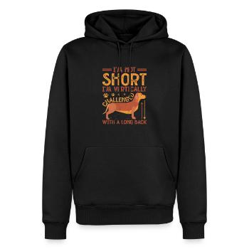 Ich bin nicht klein, ich bin ein vertikal herausgeforderter Dackel - Männer Premium Bio Hoodie - Schwarz - Vorne - Nico (187cm)