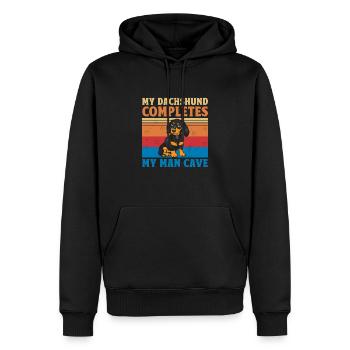 Mein Dackel vervollständigt meinen Mann Höhle Hund Liebhaber Hund O - Männer Premium Bio Hoodie - Schwarz - Vorne - Nico (187cm)