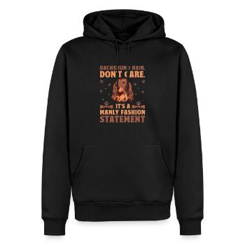 Dackelhaar ist es egal, es ist ein modisches Statement - Männer Premium Bio Hoodie - Schwarz - Vorne - Nico (187cm)