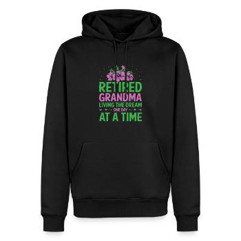 Grand-mère retraitée Pension de retraite Grand-mère Reti - Sweat à capuche Premium bio Homme - noir - Devant - Nico (187cm)