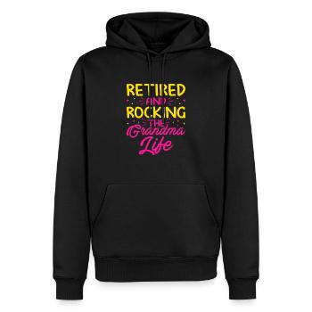 Grand-mère retraitée Pension de retraite Grand-mère Reti - Sweat à capuche Premium bio Homme - noir - Devant - Nico (187cm)