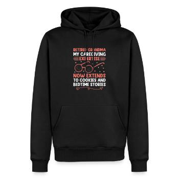 Grand-mère retraitée Pension Infirmière infirmière en soins infirmiers - Sweat à capuche Premium bio Homme - noir - Devant - Nico (187cm)