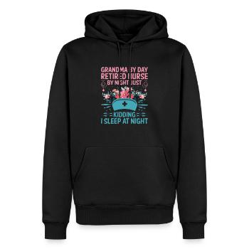 Grand-mère retraitée Pension Infirmière infirmière en soins infirmiers - Sweat à capuche Premium bio Homme - noir - Devant - Nico (187cm)
