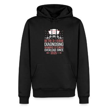 Grand-mère retraitée Pension Infirmière infirmière en soins infirmiers - Sweat à capuche Premium bio Homme - noir - Devant - Nico (187cm)