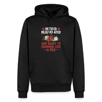 Grand-mère retraitée Pension Infirmière infirmière en soins infirmiers - Sweat à capuche Premium bio Homme - noir - Devant - Nico (187cm)