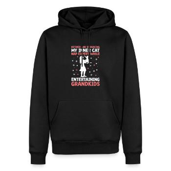 Amoureux des chats Grand-mère retraitée Retraité Propriétaire de chat Chat - Sweat à capuche Premium bio Homme - noir - Devant - Nico (187cm)