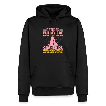 Amoureux des chats Grand-mère retraitée Retraité Propriétaire de chat Chat - Sweat à capuche Premium bio Homme - noir - Devant - Nico (187cm)