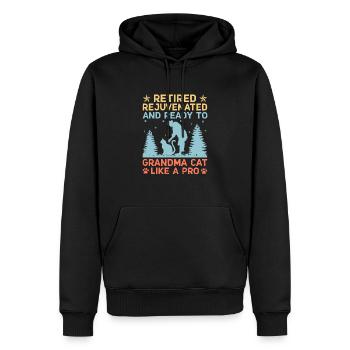 Amoureux des chats Grand-mère retraitée Retraité Propriétaire de chat Chat - Sweat à capuche Premium bio Homme - noir - Devant - Nico (187cm)