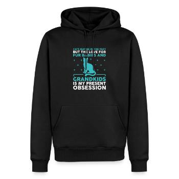 Amoureux des chats Grand-mère retraitée Retraité Propriétaire de chat Chat - Sweat à capuche Premium bio Homme - noir - Devant - Nico (187cm)
