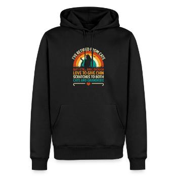 Amoureux des chats Grand-mère retraitée Retraité Propriétaire de chat Chat - Sweat à capuche Premium bio Homme - noir - Devant - Nico (187cm)