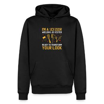 Coiffeur Coiffeur Coiffeur Coiffure Coiffure - Sweat à capuche Premium bio Homme - noir - Devant - Nico (187cm)