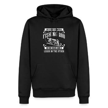 Propriétaires de chiens de pêche Amoureux des chiens Entonnoir de pêche parfait - Sweat à capuche Premium bio Homme - noir - Devant - Nico (187cm)