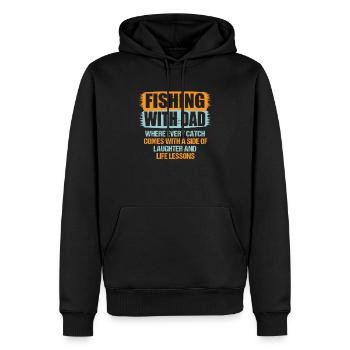 Pêche Papa Papa Pêcheur Childern Drôle Poisson Alors - Sweat à capuche Premium bio Homme - noir - Devant - Nico (187cm)