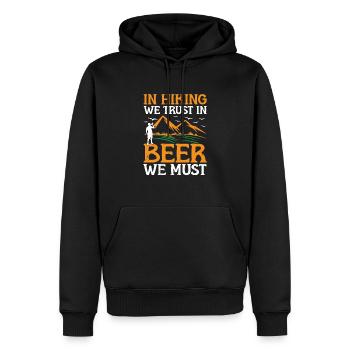 Hiking Hiker Nature Trekking Outdoor Mountaineerin - Men’s Premium Organic Hoodie - black - Front - Nico (187cm)