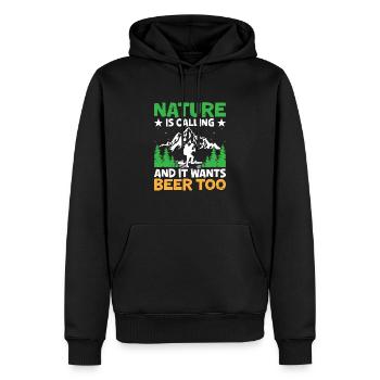 Wandern Wanderer Outdoor Bergsteigen Natur Trekkin - Männer Premium Bio Hoodie - Schwarz - Vorne - Nico (187cm)