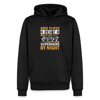Joueur de hautbois Hautbois Basoonist Marching Band Instrumen - Sweat à capuche Premium bio Homme - noir - Devant - Nico (187cm)