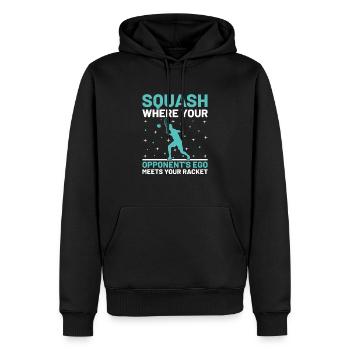 Joueur de squash Joueur de squash Joueur de tennis Raquetball Spor - Sweat à capuche Premium bio Homme - noir - Devant - Nico (187cm)