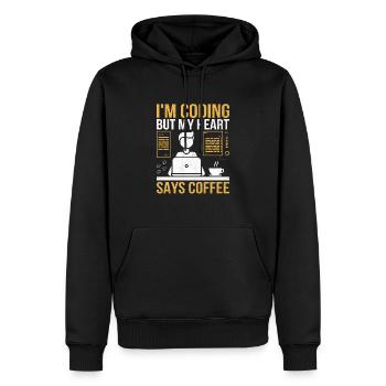 Café Codage Programmeur Codeur Développeur Nerd Coff - Sweat à capuche Premium bio Homme - noir - Devant - Nico (187cm)