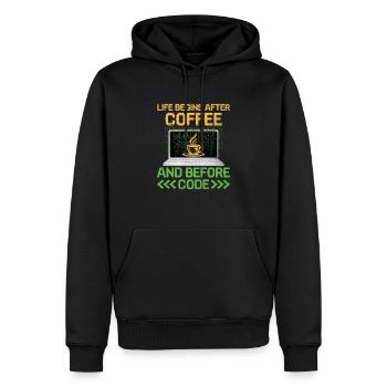 Café Codage Programmeur Codeur Développeur Nerd Coff - Sweat à capuche Premium bio Homme - noir - Devant - Nico (187cm)