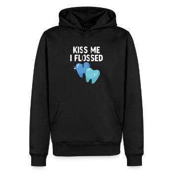 Küss mich ich Zahnseide Zahnarzt Zahnheilkunde Zahn D - Männer Premium Bio Hoodie - Schwarz - Vorne - Nico (187cm)