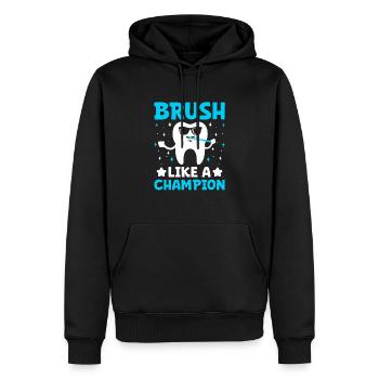 Bürsten wie ein Champion Zahnarzt Zahnheilkunde Höhle - Männer Premium Bio Hoodie - Schwarz - Vorne - Nico (187cm)