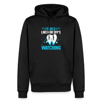 Passez la soie dentaire comme si personne ne regardait Dentiste Dental Dentis - Sweat à capuche Premium bio Homme - noir - Devant - Nico (187cm)