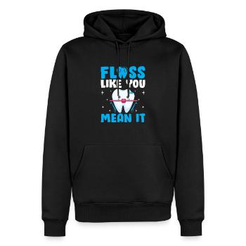 Zahnseide, wie Sie es meinen, Zahnarzt Zahnheilkunde de - Männer Premium Bio Hoodie - Schwarz - Vorne - Nico (187cm)
