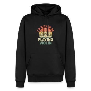 Retro Ich würde lieber Violine spielen, Geigerin Bratsche - Männer Premium Bio Hoodie - Schwarz - Vorne - Nico (187cm)