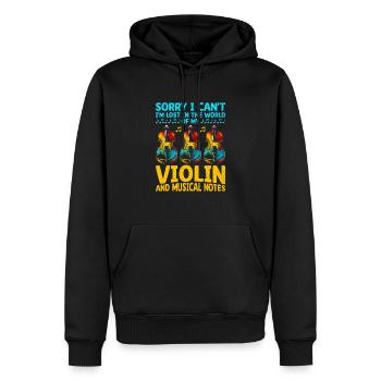 Désolé je ne peux pas, je suis perdu dans le monde de mon violon V - Sweat à capuche Premium bio Homme - noir - Devant - Nico (187cm)