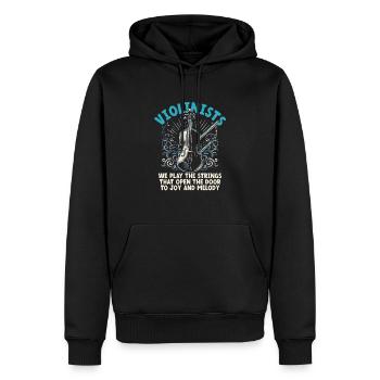 Violonistes Nous jouons Les cordes qui ouvrent la porte - Sweat à capuche Premium bio Homme - noir - Devant - Nico (187cm)