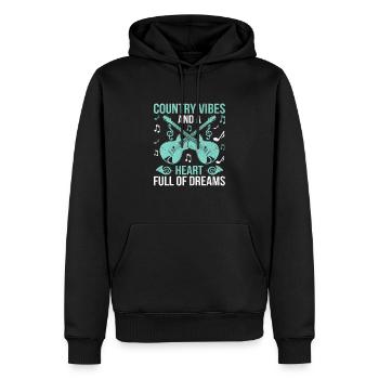 Comté Musique Vintage Amateur de musique Western Country C - Sweat à capuche Premium bio Homme - noir - Devant - Nico (187cm)