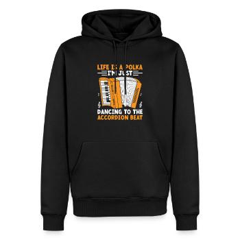 Life Is A Polka I'm Just Dancing To The Accordion - Men’s Premium Organic Hoodie - black - Front - Nico (187cm)