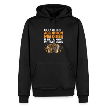 Das Leben ohne Akkordeon-Melodien ist wie eine Nacht-Klimaanlage - Männer Premium Bio Hoodie - Schwarz - Vorne - Nico (187cm)