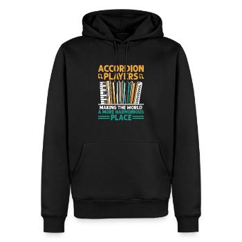 Les joueurs d’accordéon rendent le monde plus harmonieux - Sweat à capuche Premium bio Homme - noir - Devant - Nico (187cm)